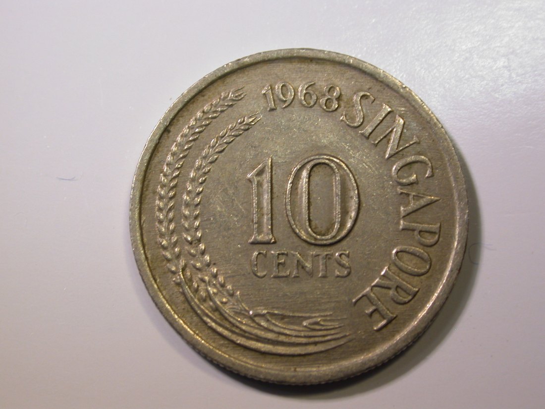  E27 Singapur  10 Cent 1968 in ss-vz   Originalbilder   