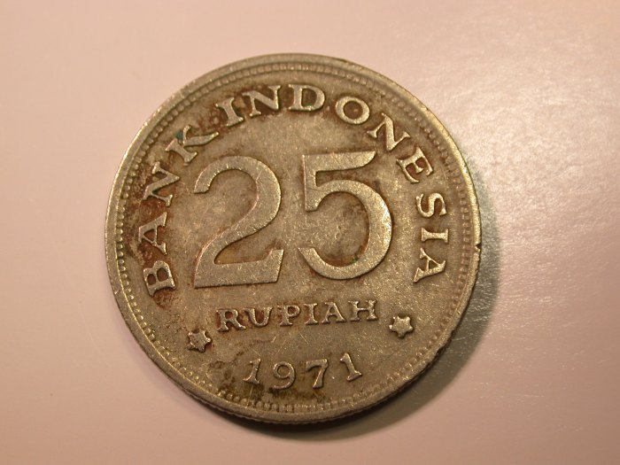  E27 Indonesien  25 Rupiah 1971 in ss  Originalbilder   