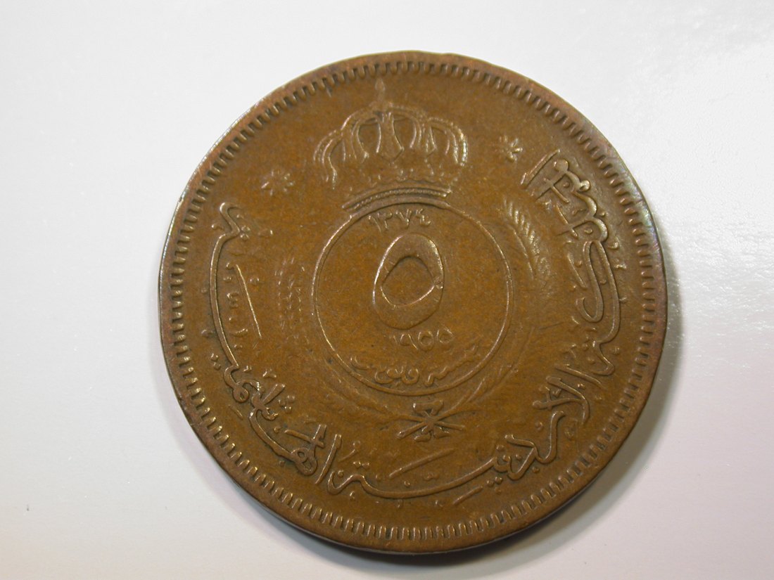  E27  Jordanien  5 Fils 1955 in ss Originalbilder   