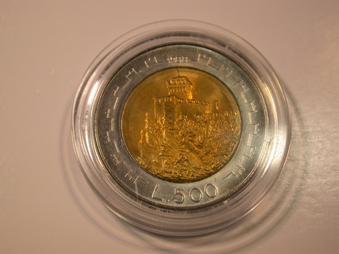 E28 San Marino 500 Lire 1988 in unc/ST in Kapsel Originalbilder