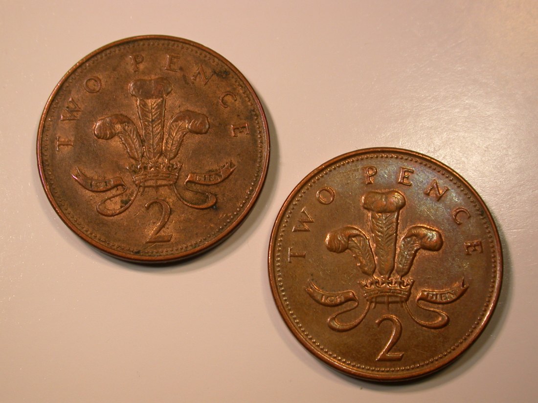 E28 Großbritannien 2 x 2 Pence 1999 und 2001 in ss Originalbilder