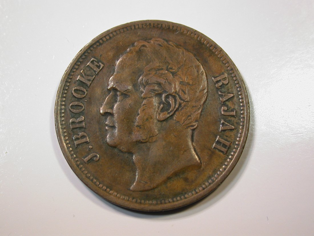  E28  Sarawak  1 Cent 1863 in ss/ss+  Originalbilder   