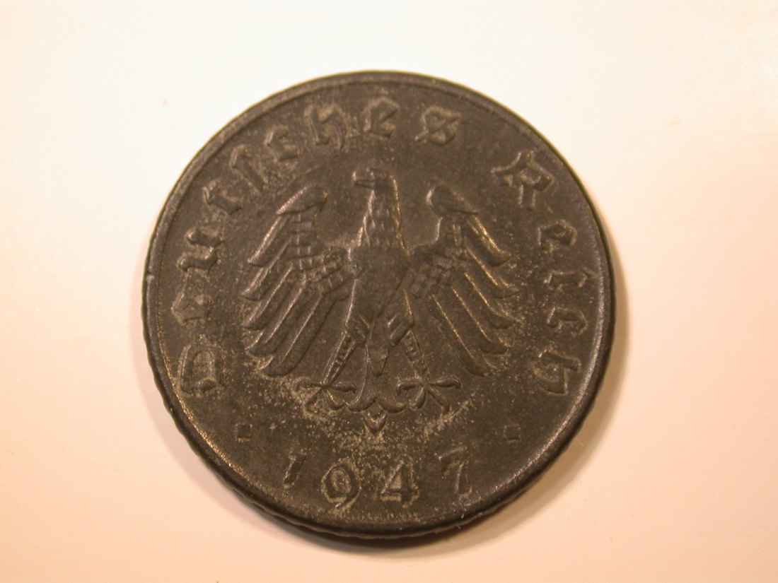  E28  Alliierte Besatzung 5 Pfennig 1947 D vz Originalbilder   