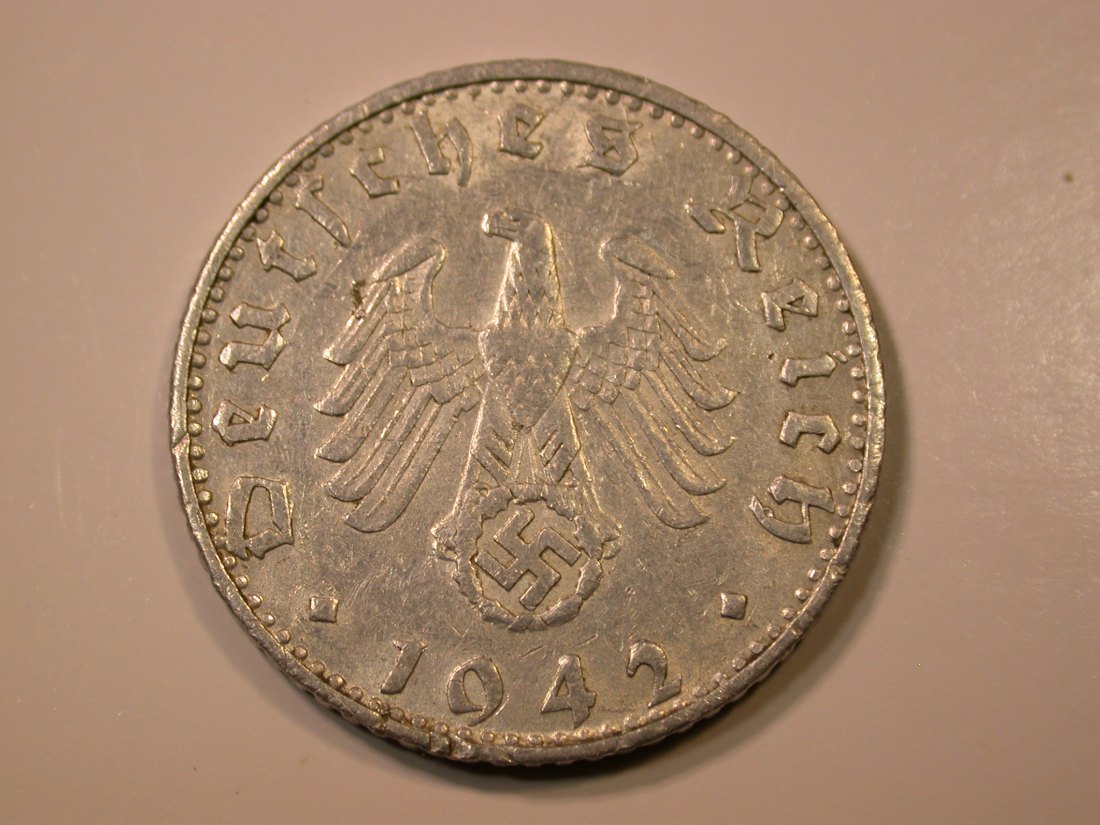  E28  3.Reich  50 Pfennig  1942 B in ss   Originalbilder   