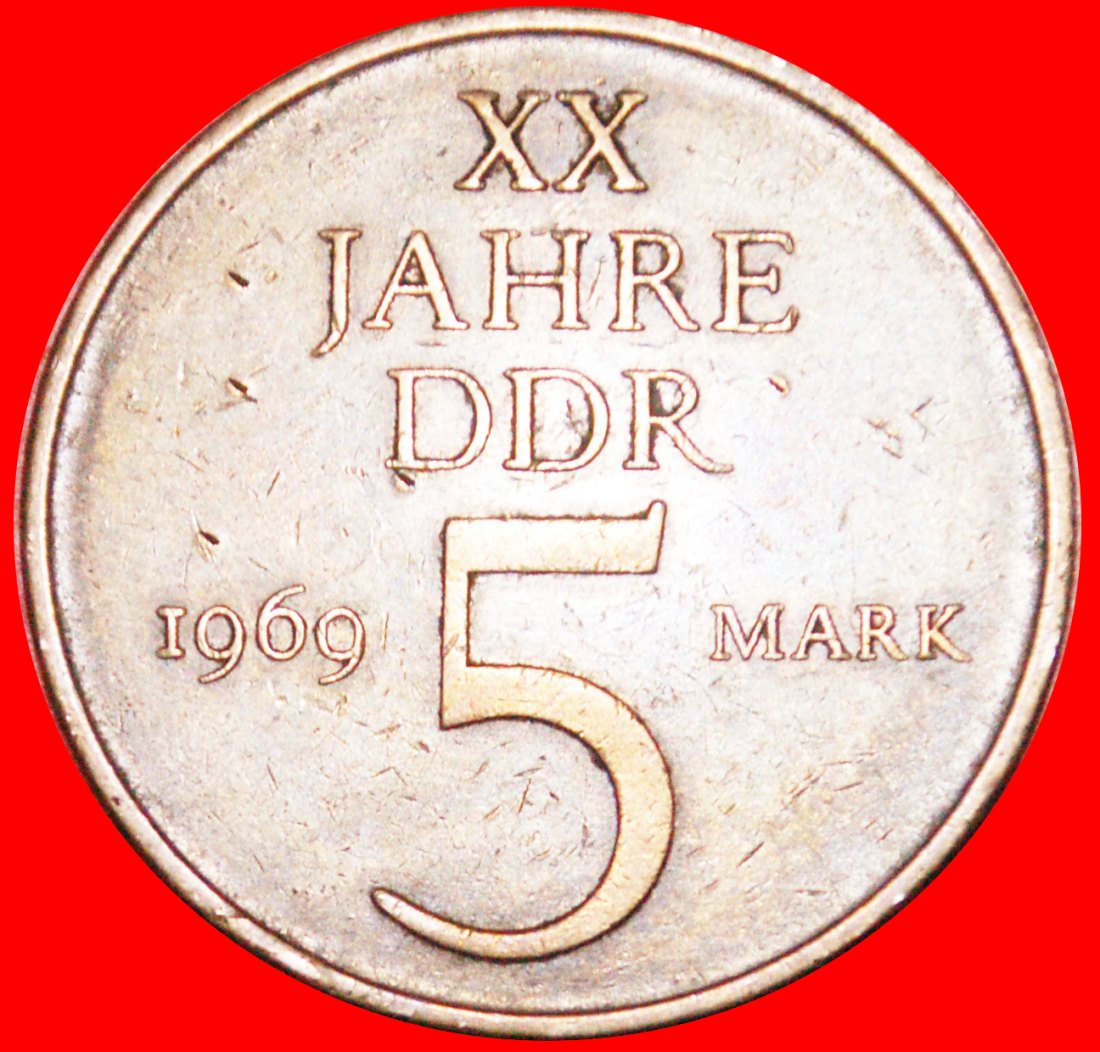 • HAMMER & KOMPASS: DEUTSCHE DEMOKRATISCHE REPUBLIK -20 ★ 5 MARK 1969! OHNE VORBEHALT!