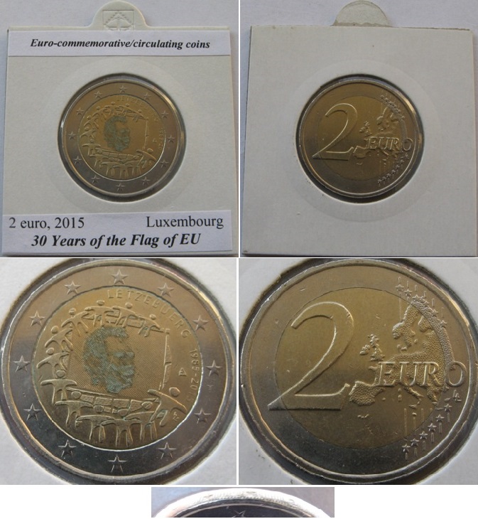  2015, Luxemburg, 2 Euro: „30. Jahrestag der Flagge der Europäischen Union”   