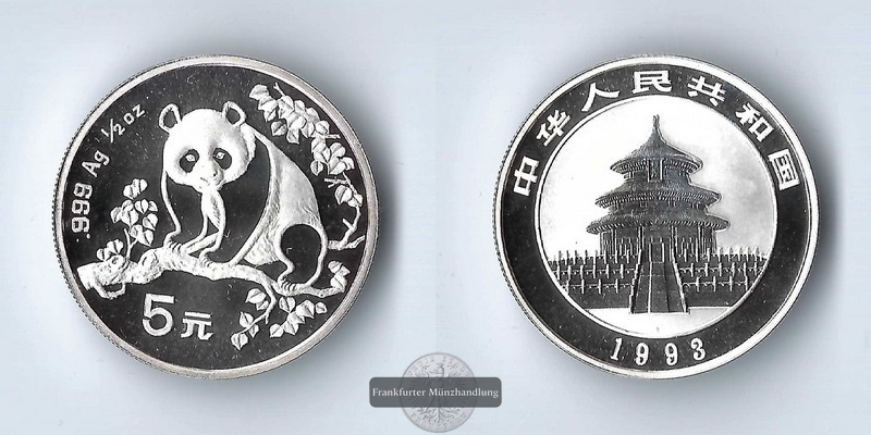  China  5 Yuan    1993      Panda      FM-Frankfurt      Feinsilber: 15,55g   