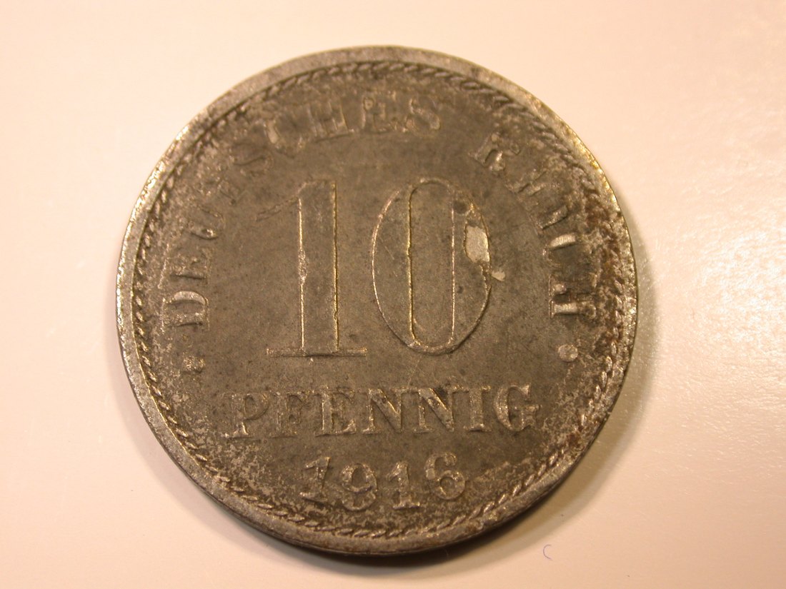  E29  Ersatzmünzen 10 Pfennig 1916 F in ss   Originalbilder   