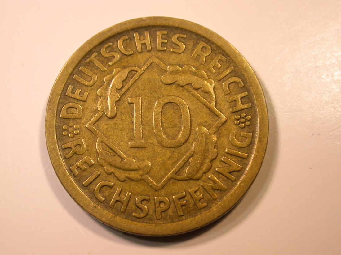 E29 Weimar 10 Reichs Pfennig 1925 D in ss+ Originalbilder