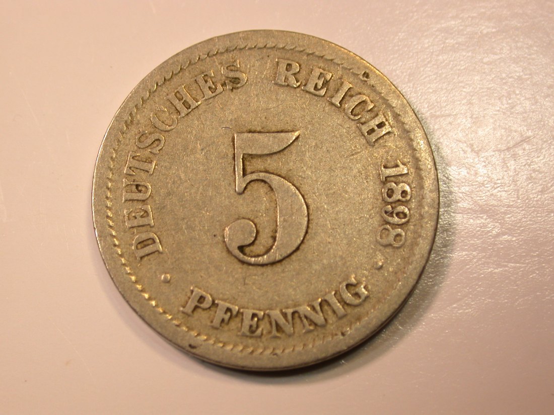  E29   KR  5 Pfennig 1898 D in ss     Originalbilder   