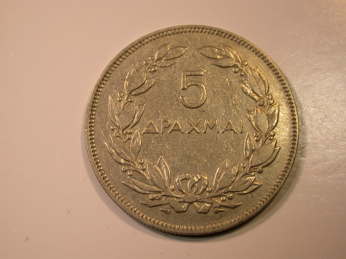 E29 Griechenland 5 Drachmen 1930 in ss/ss+ Originalbilder