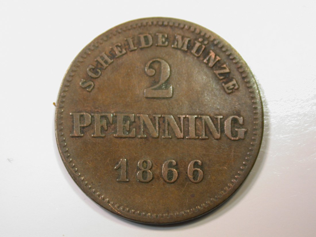 E29 Bayern 2 Pfennig 1866 in ss Originalbilder