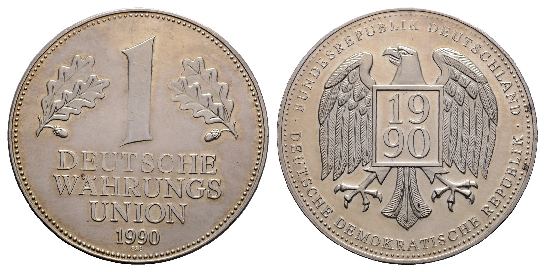  Linnartz DEUTSCHLAND, Silbermedaille 1990, Währungsunion. 20,2/fein, 40 mm, st   