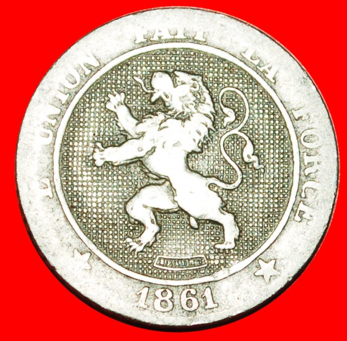  • LION: BELGIUM ★ 5 CENTIMES 1861! LOW START ★ NO RESERVE!   