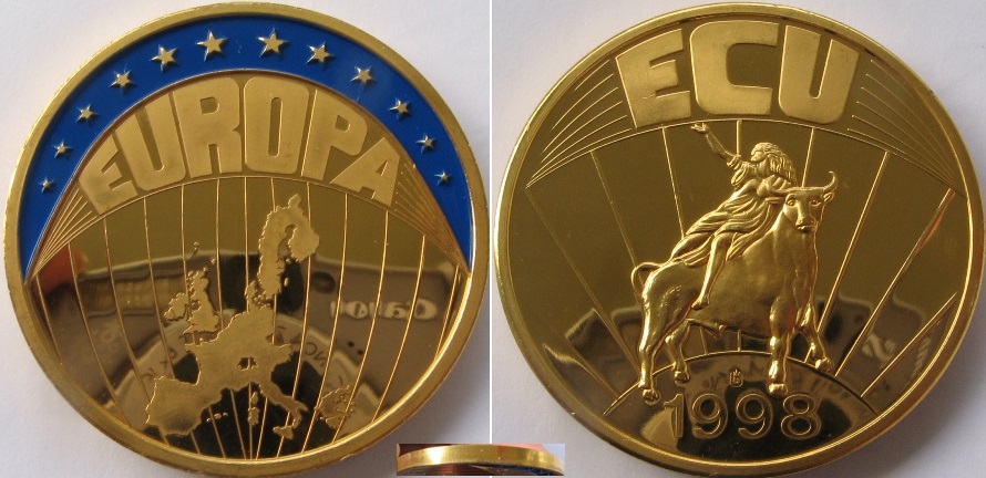  1998-Europa-ECU , eine Medaille - vergoldet   