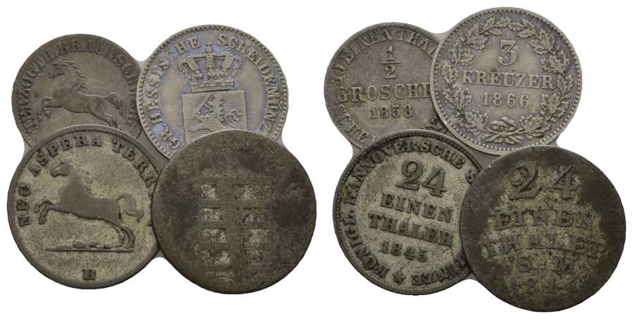  Altdeutschland,4 Kleinmünzen   