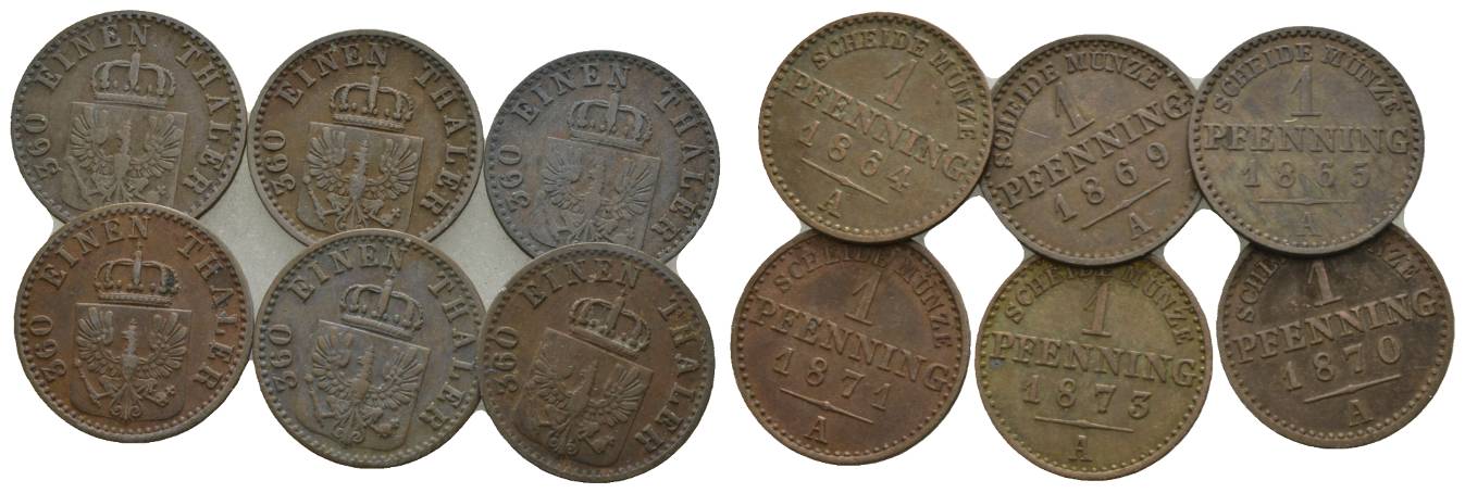  Altdeutschland, 6 Kleinmünzen   