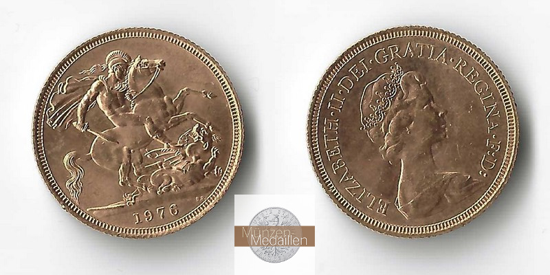 Grossbritannien MM-Frankfurt  Feingold: 7,32g Sovereign 1976 