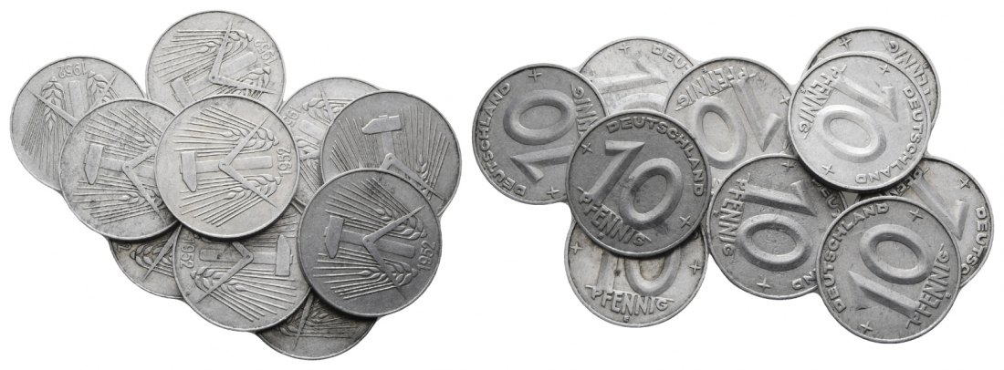  DDR, 10 Stck 10 Pfennig 1952 E, Deutschland   