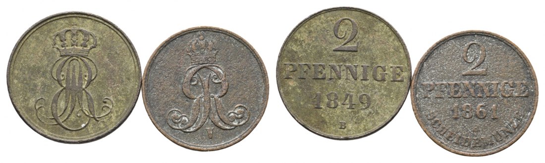  Altdeutschland,2 Kleinmünzen 1849/61   