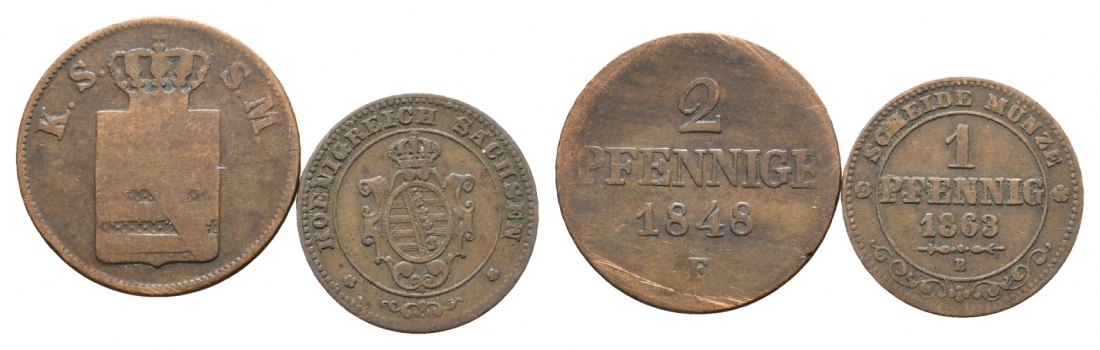  Altdeutschland,2 Kleinmünzen 1848/63   