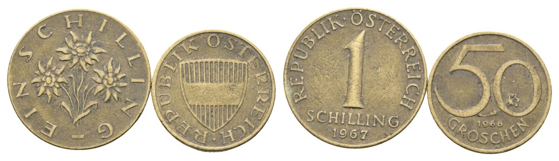  Österreich,2 Kleinmünzen 1967/66   