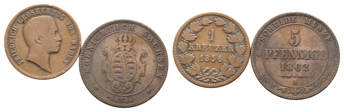  Altdeutschland,2 Kleinmünzen 1856/62   