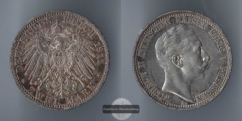  Preussen, Kaiserreich  2 Mark  1911 A  Wilhelm II. 1888 - 1918   FM-Frankfurt Feinsilber: 10g   