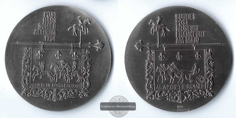  Frankfurt Medaille  1980 - Bundespostmuseum  FM-Frankfurt Feinsilber: 49,95g   