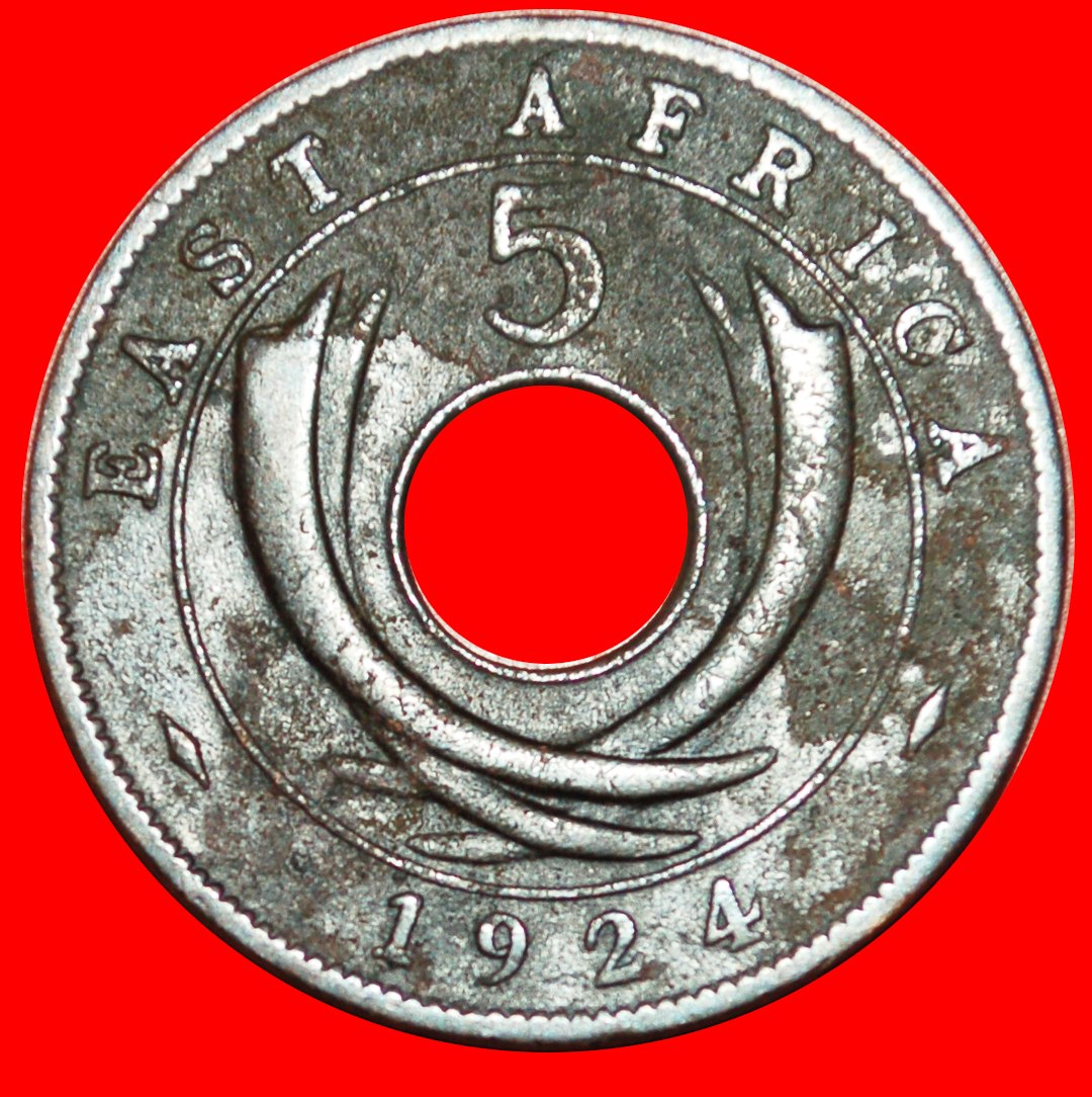  • GREAT BRITAIN (1921-1936): EAST AFRICA ★ 5 CENTS 1924! George V (1911-1936) LOW START★ NO RESERVE!   