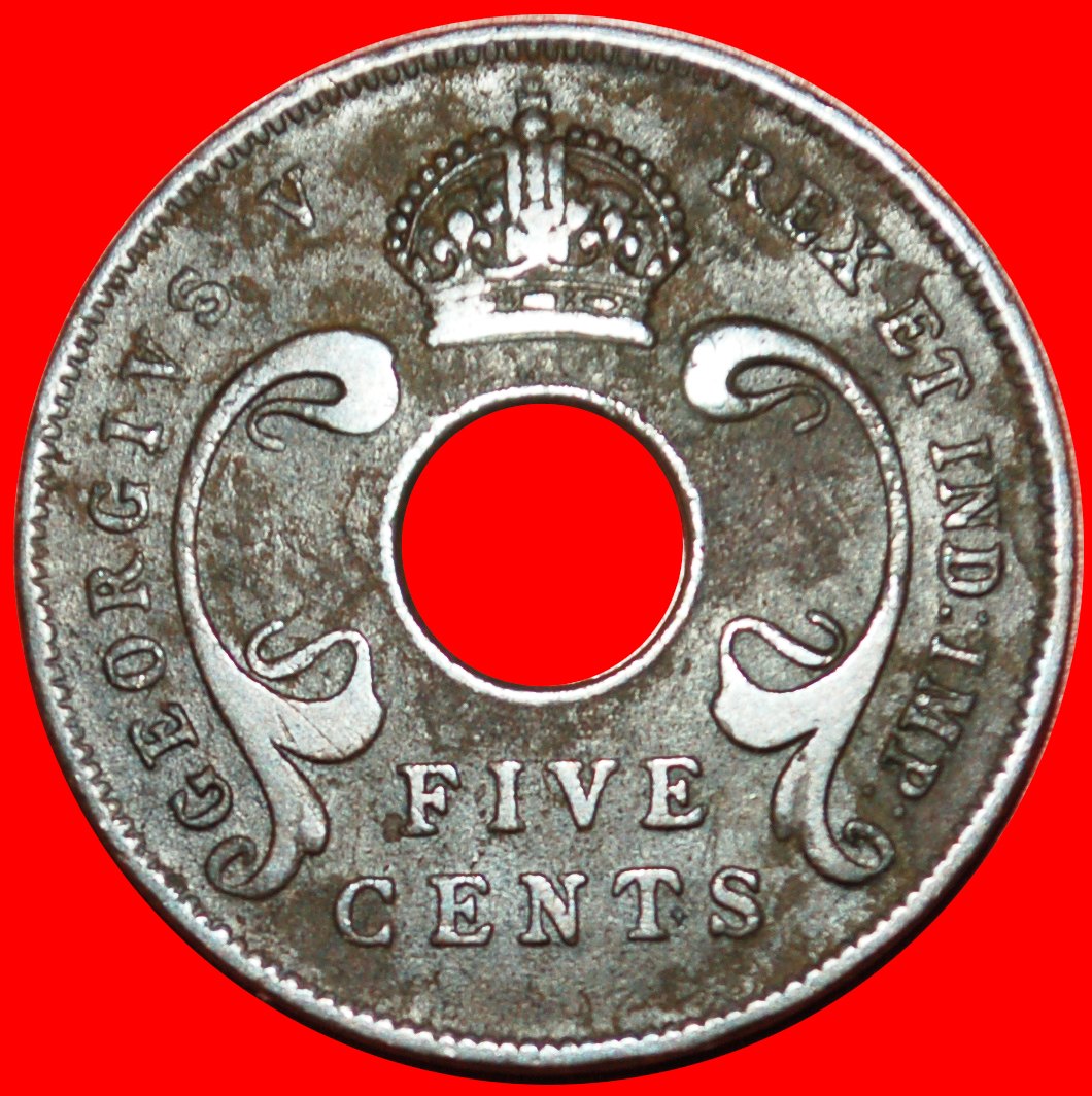  • GROSSBRITANNIEN (1921-1936): OSTAFRIKA ★ 5 CENTS 1924! Georg V. (1911-1936) OHNE VORBEHALT!   