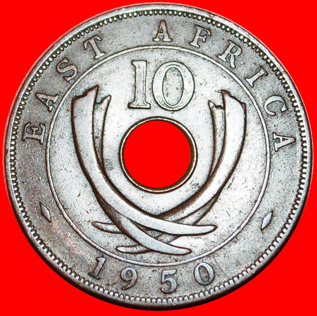  • GROSSBRITANNIEN (1949-1952): OSTAFRIKA ★ 10 CENTS 1950! Georg VI. (1937-1952) OHNE VORBEHALT!   