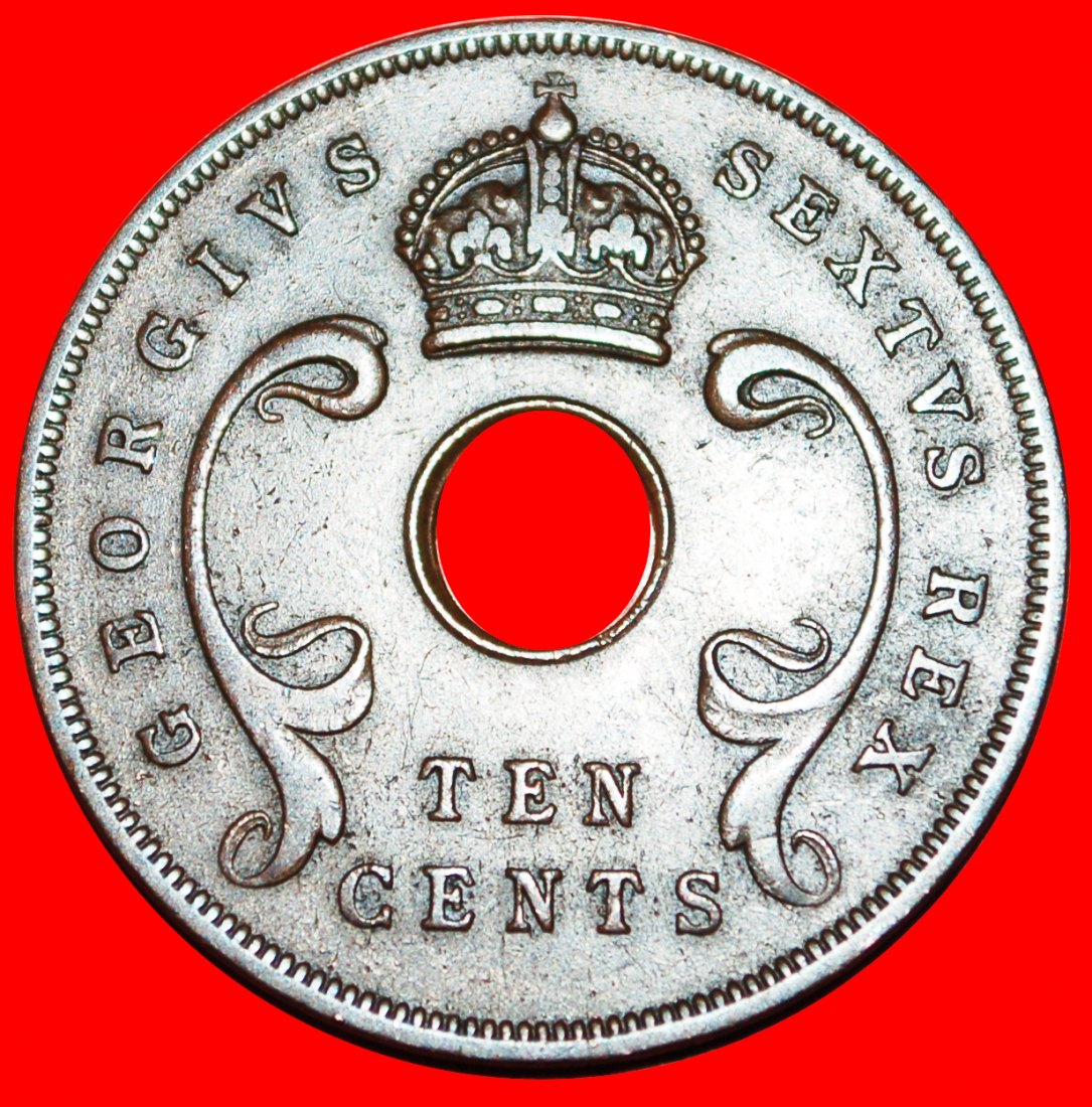  • GROSSBRITANNIEN (1949-1952): OSTAFRIKA ★ 10 CENTS 1950! Georg VI. (1937-1952) OHNE VORBEHALT!   