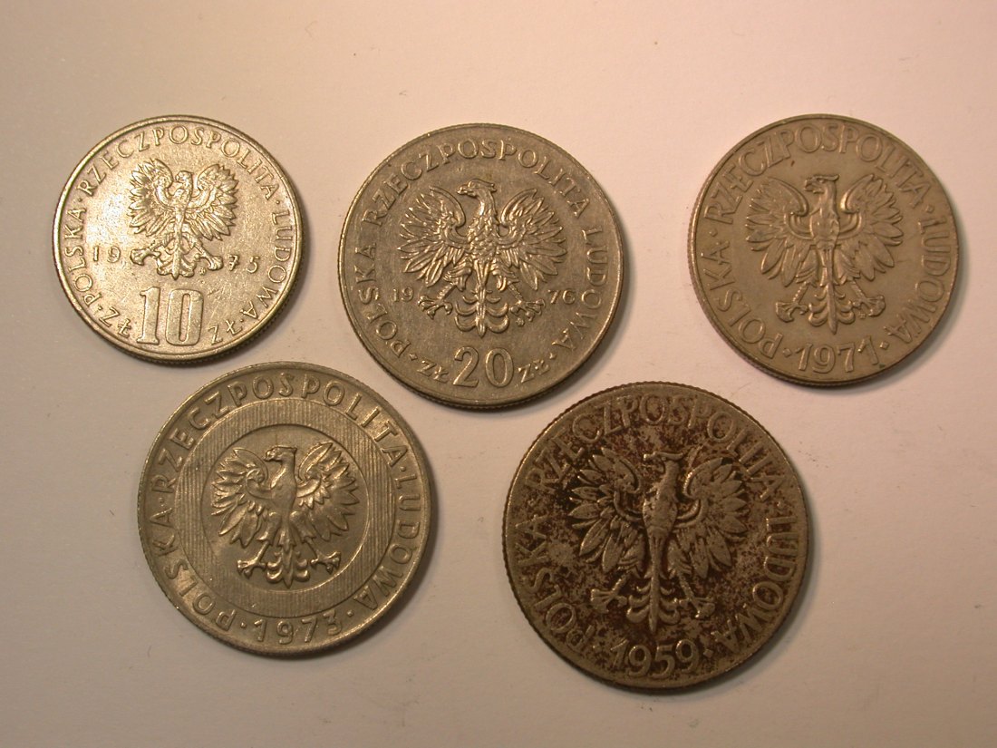  Lots -38-  Polen  5 Münzen 1959-1976 verschieden  Orginalbilder   