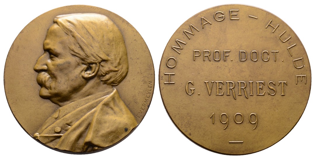  Linnartz MEDICINA IN NUMMIS Bronzemedaille 1909 (Vermeylen) auf Prof.G.Verriest 50mm, vz   