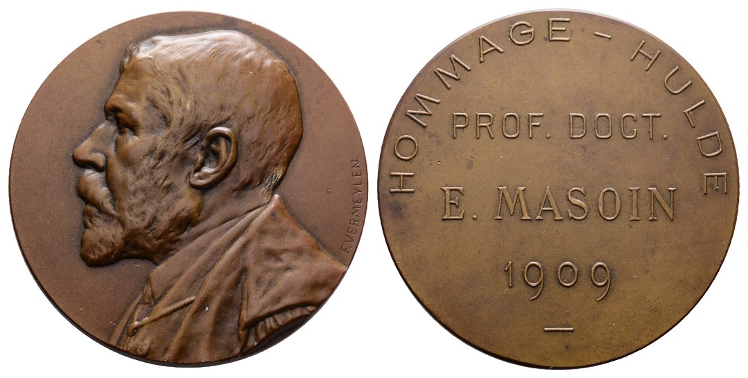  Linnartz MEDICINA IN NUMMIS Bronzemedaille 1909 (Vermeylen) auf Prof.E. Masoin 50mm, vz   
