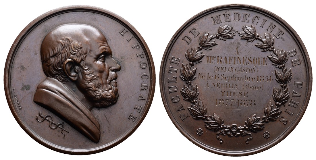  Linnartz MEDICINA IN NUMMIS Bronzemedaille (Gravur 1878) F.G. Rafinesque 50,5mm, vz+   