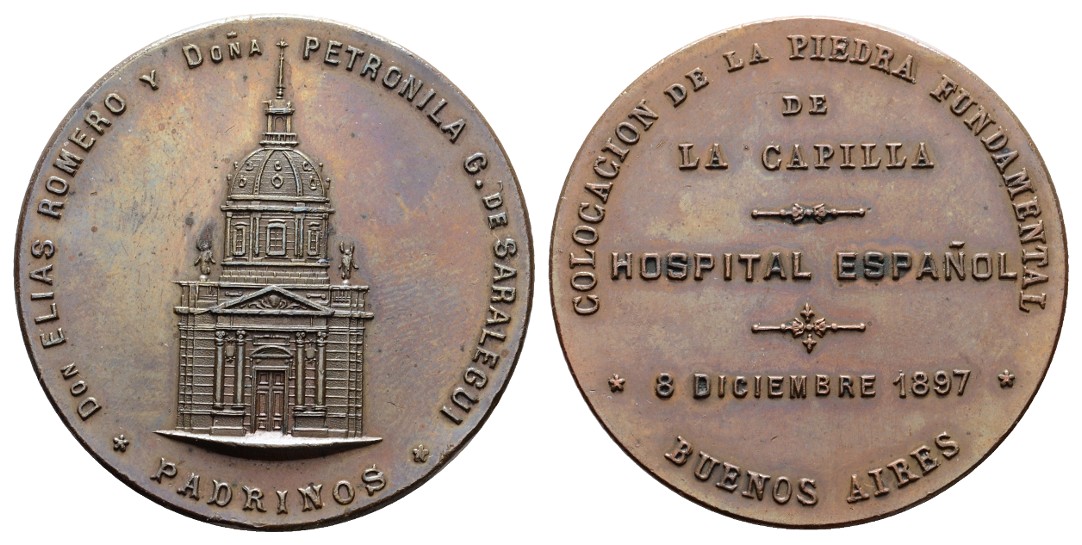  Linnartz MEDICINA IN NUMMIS Bronzemedaille 1897 Spanisches Krankenhaus, 46mm, vz   