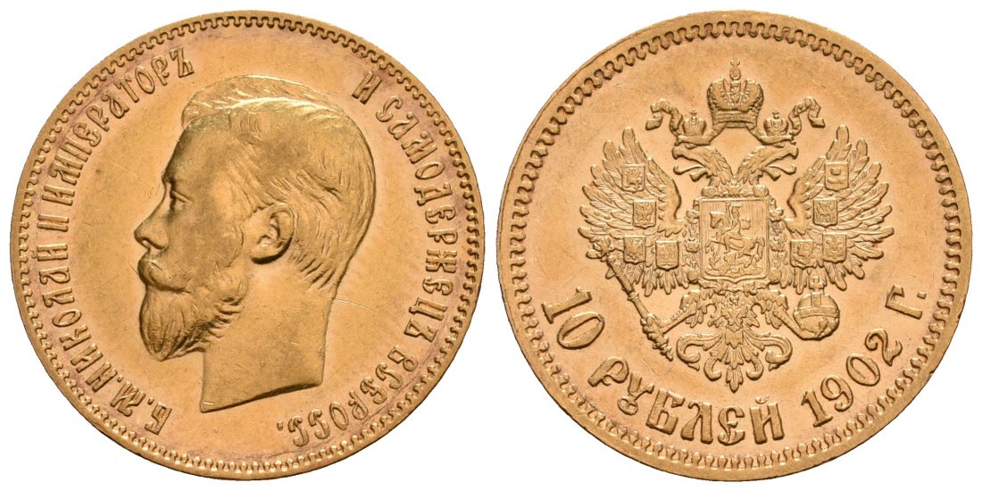 PEUS 5031 Russland 7,74 g Feingold. Nikolaus II. 10 Rubel GOLD 1902 AP Vorzüglich