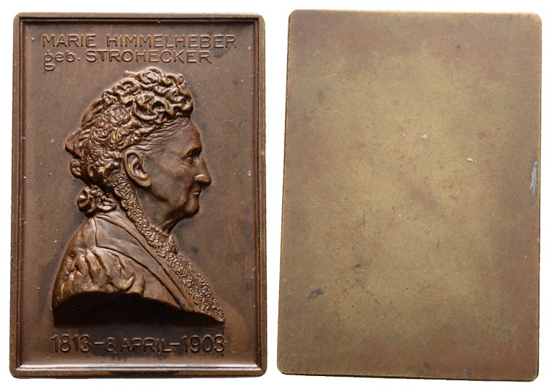  Linnartz Marie Himmelheber geb. Stohecker, Bronzeplakette 1903, a.ihren 90. Geburtstag,(v. Wichmann)   