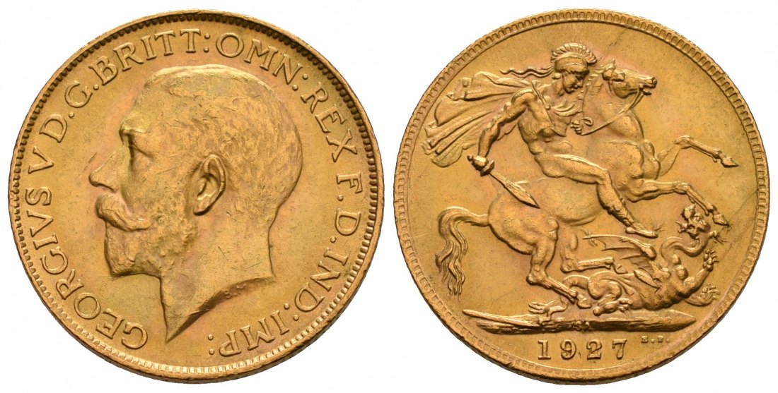 PEUS 5052 Grossbritannien / Südafrika 7,32 g Feingold. Georg V. (1910 - 1936) Sovereign GOLD 1927 SA Pretoria Vorzüglich