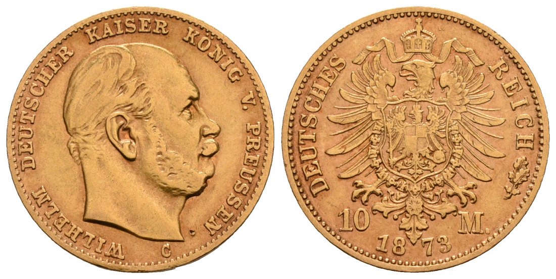 PEUS 5064 Kaiserreich - Preußen 7,16 g Feingold. Wilhelm I. (1861 - 1888) 20 Mark GOLD 1873 C Frankfurt Sehr schön