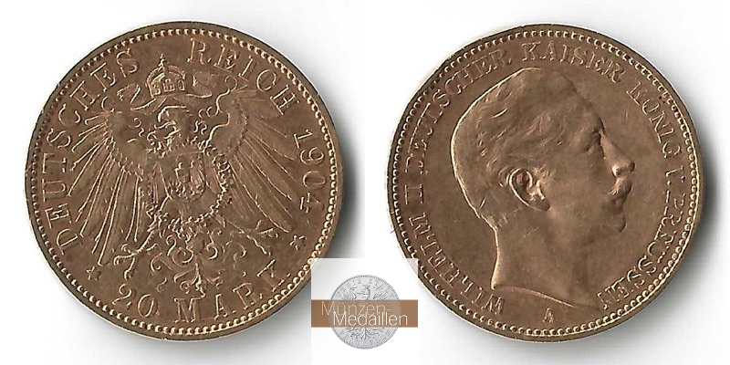 Preussen, Kaiserreich  20 Mark MM-Frankfurt Feingold: 7,17g Wilhelm II. 1888-1918 1904 A 