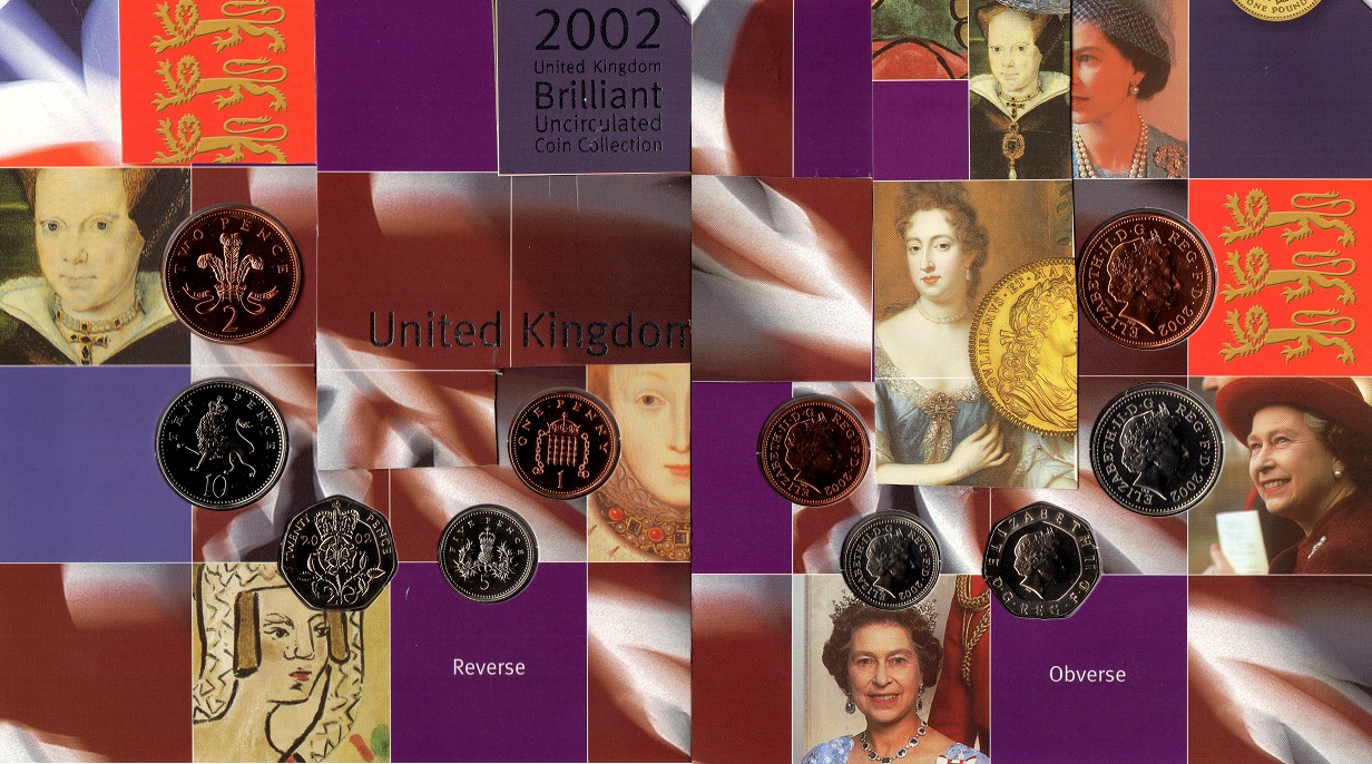  U.K. Original 1, 2, 5, 10 und 20 Pence 2002 **Brilliant Uncirculated**   