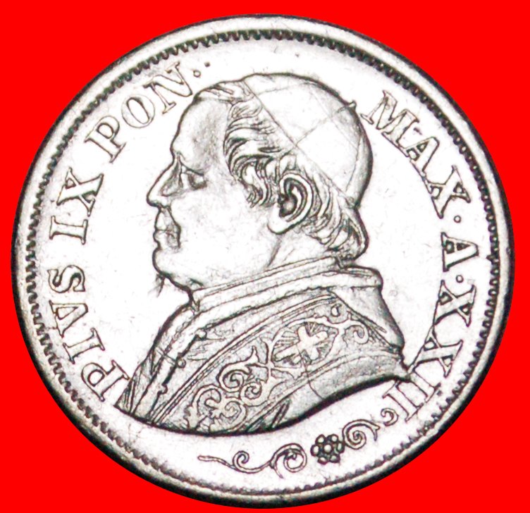  • PIUS IX (1846-1870): ITALY ★ PAPAL STATES 10 SOLDI 50 CENTESIMI XXII 1868R! LOW START★ NO RESERVE!   