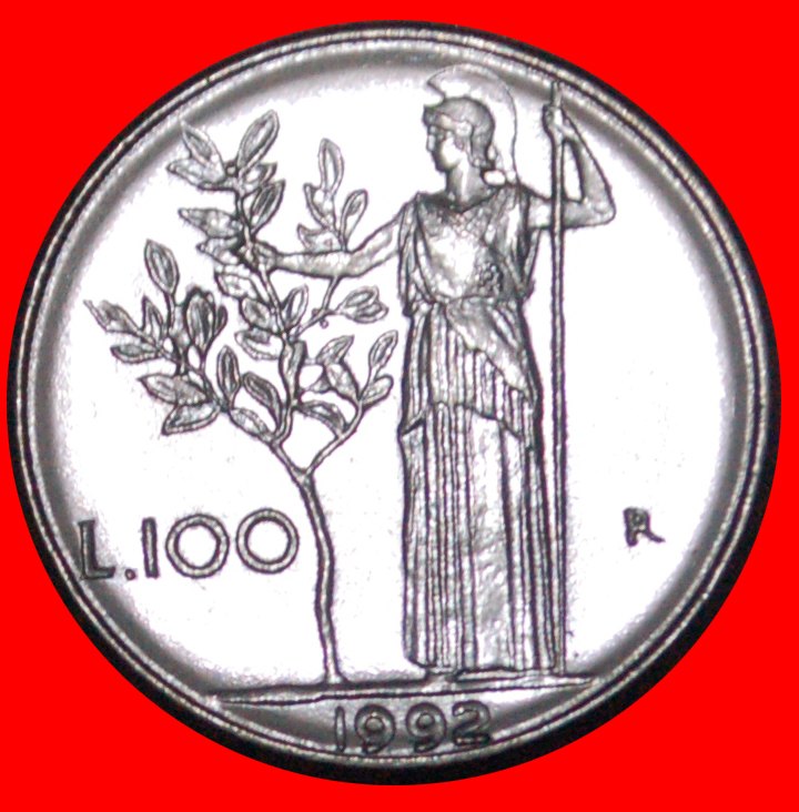  • GÖTTIN MINERVA 1990-1992: ITALIEN★100 LIRE 1992R! KLEINE GRÖSSE★uSTG STEMPELGLANZ! OHNE VORBEHALT!   