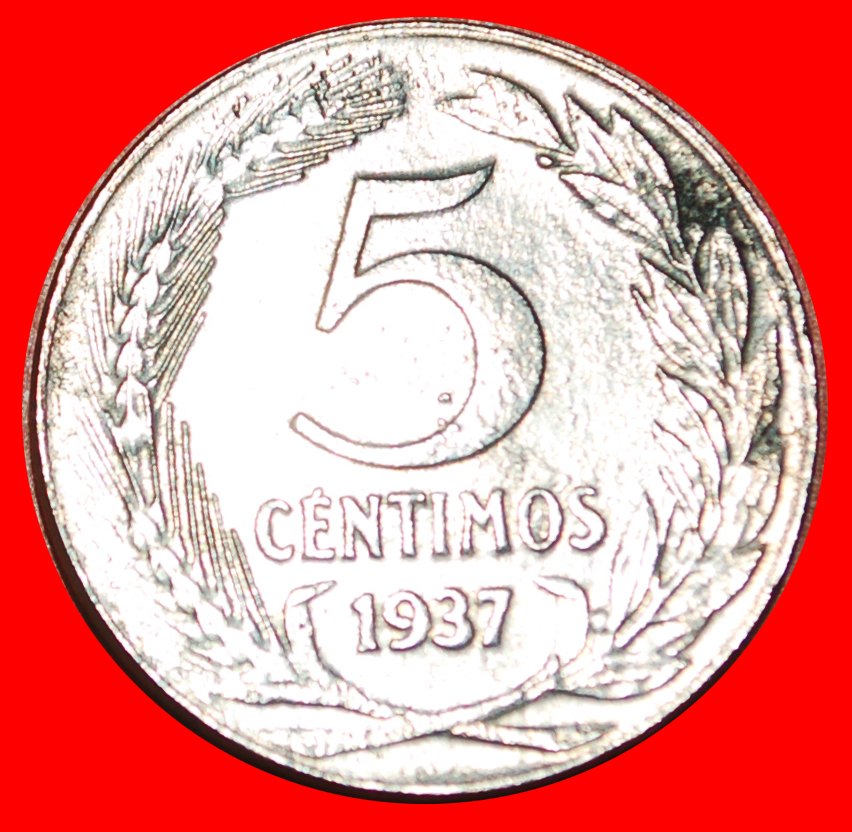 • II. REPUBLIK (1931-1939): SPANIEN ★ 5 CENTIMOS 1937!  OHNE VORBEHALT!   