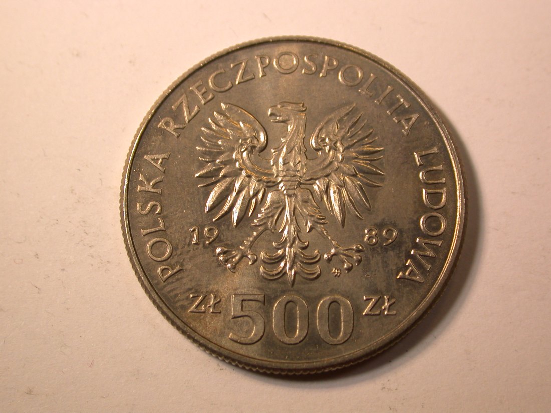  F01  Polen  500 Zloty 1989 in St   Originalbilder   