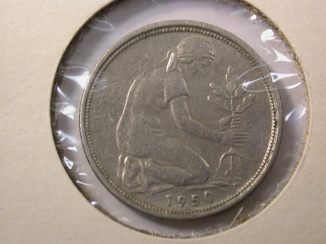  F01  BRD  50 Pfennig 1950 G in s-ss, leicht angelaufen   Originalbilder   