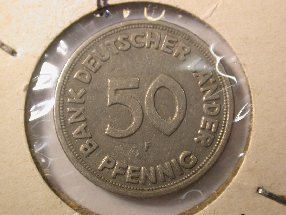  F01  BRD  50 Pfennig 1949 F in ss/ss+  Originalbilder   